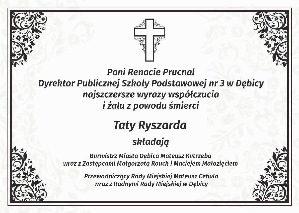 Wyrazy współczucia dla Pani Renaty Prucnal