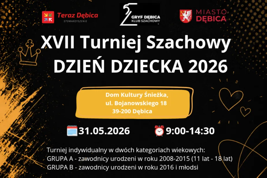 XVII Turniej Szachowy z okazji Dnia Dziecka w Dębicy - zapisy dla młodych graczy