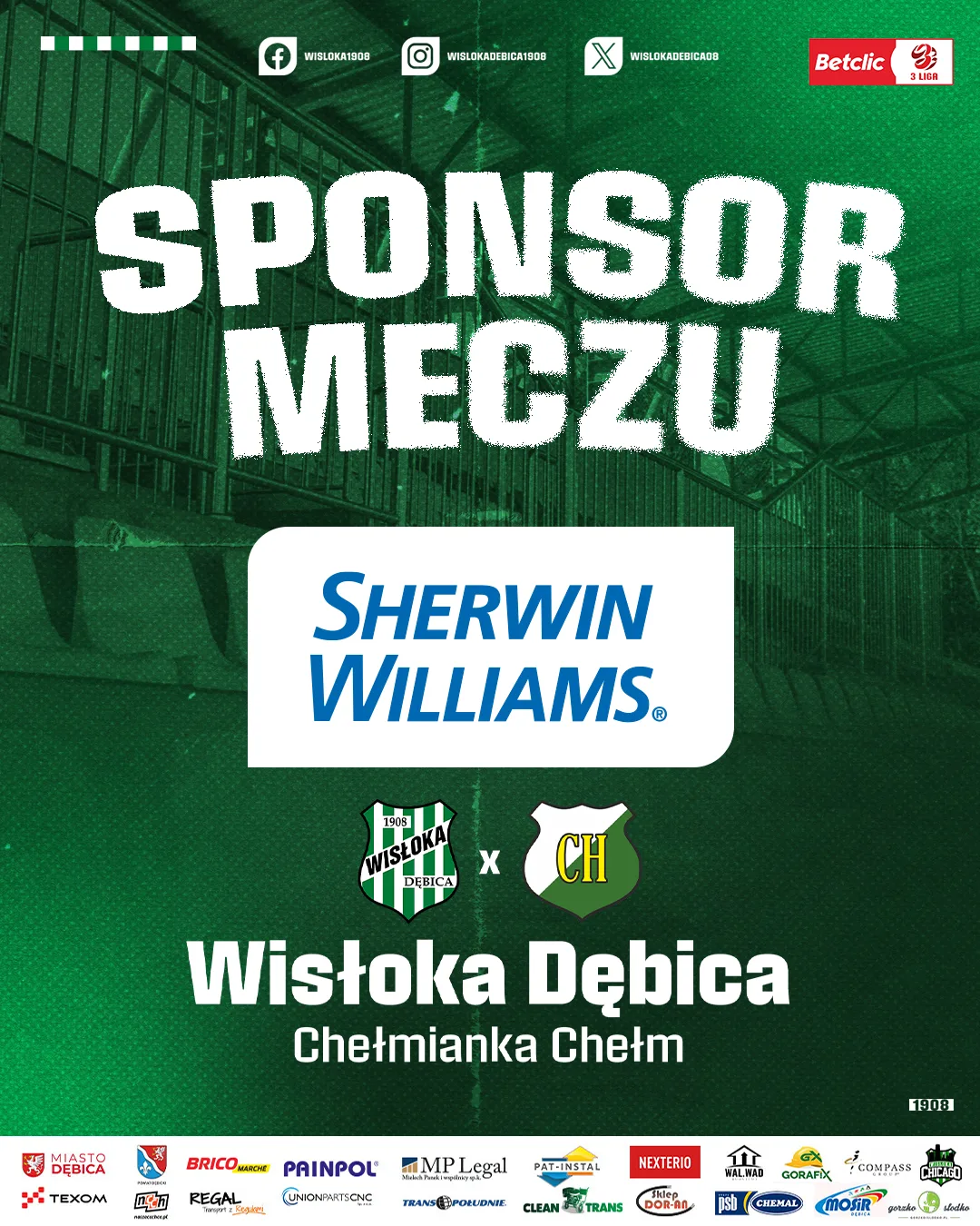 Sherwin-Williams sponsoruje mecz Wisłoki Dębica